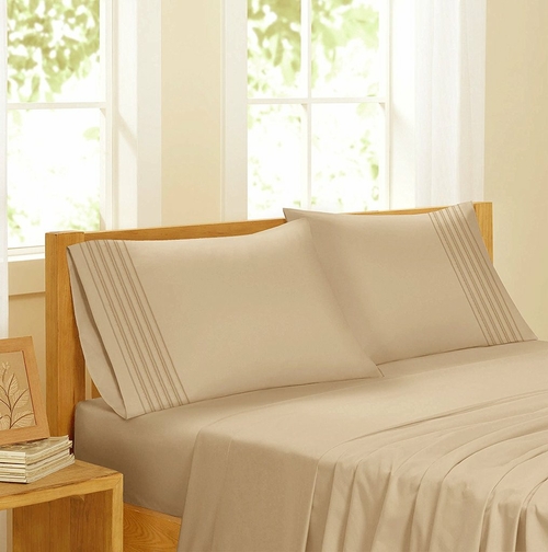 GDC-GameDevCo 37261 Egyptian Comfort Sateen Sheet Set, Taupe - Kin