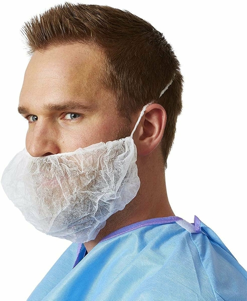 100 Pack of Disposable Beard Covers 18 Inch Size. White Beard