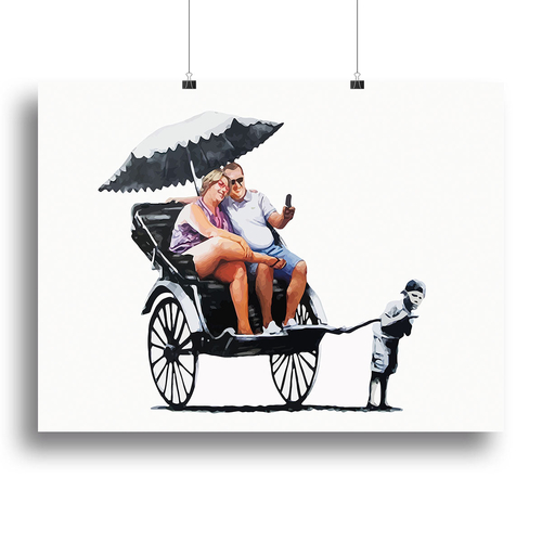 Banksy Rickshaw Kid Canvas Print or Poster