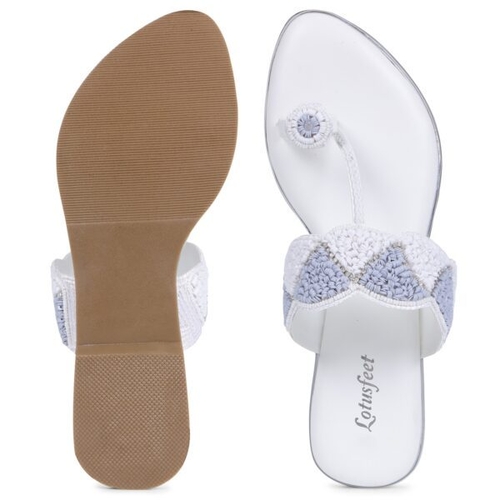 Women Flat White Embroidred