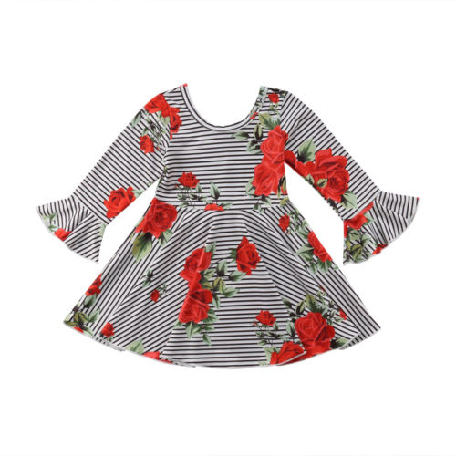 Toddler Kid Baby Girl Stripe Floral Horn