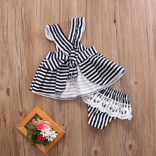 2Pcs Baby Kids Girls Clothes Suspender Sleeveless