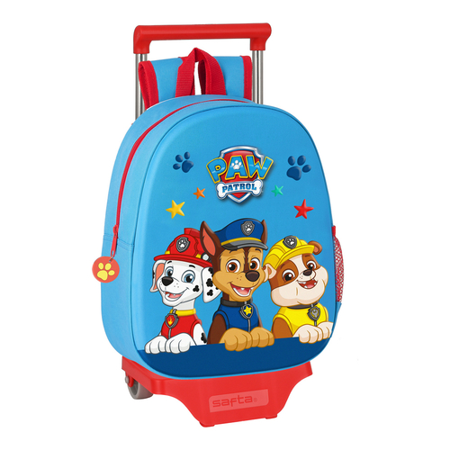 School Rucksack with Wheels The Paw Patrol Blue Red 27 x 32 x 10 cm