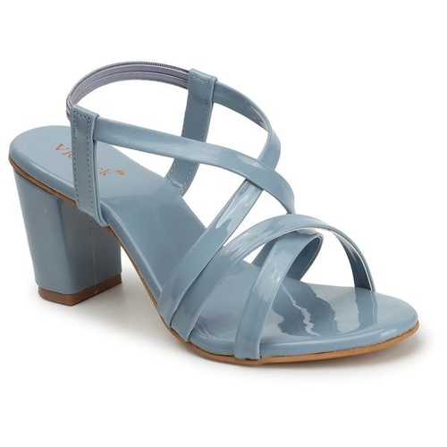 Strappy Slingback Chunky Heeled Sandals (Size-38) (Color-LIGHT BLUE)