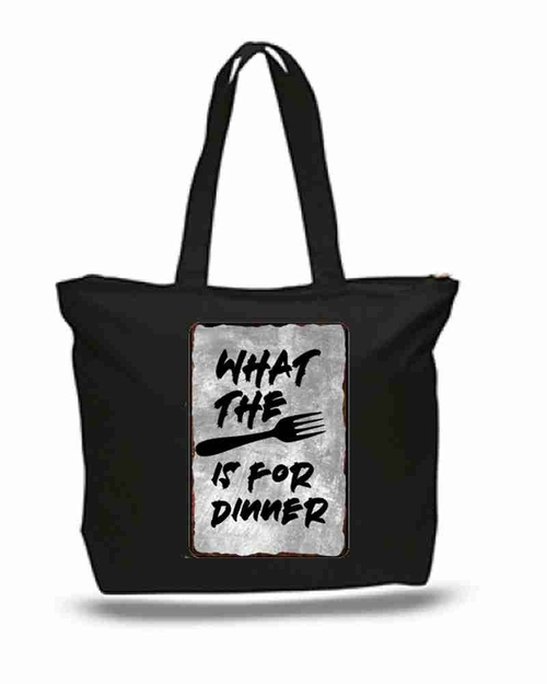 What The Fork is for dinner  New Zipper Tote Bag