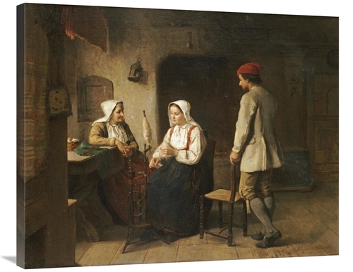 Global Gallery GCS-268078-36-142 36 in. A Peasant Woman Spinning in an