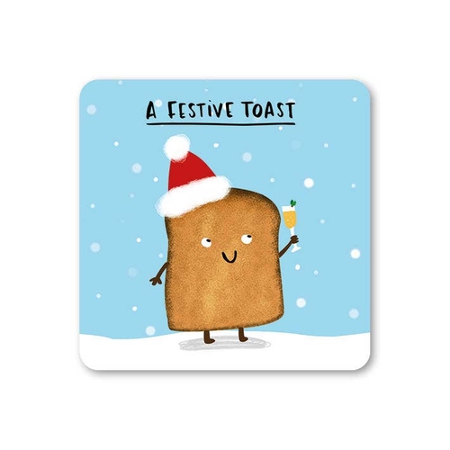 Festive Toast Funny Christmas Coaster (Pack of 6)