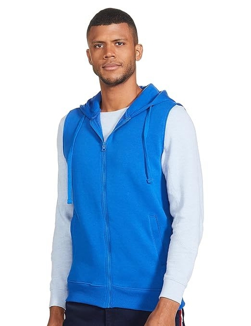 Men's Cotton Hooded Neck Regular Fit Tshirt (Size-L) (Color-BLUE)