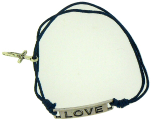 Solid Rock Jewelry 144633 Dark Blue Cotton Adjustable Friendship with 