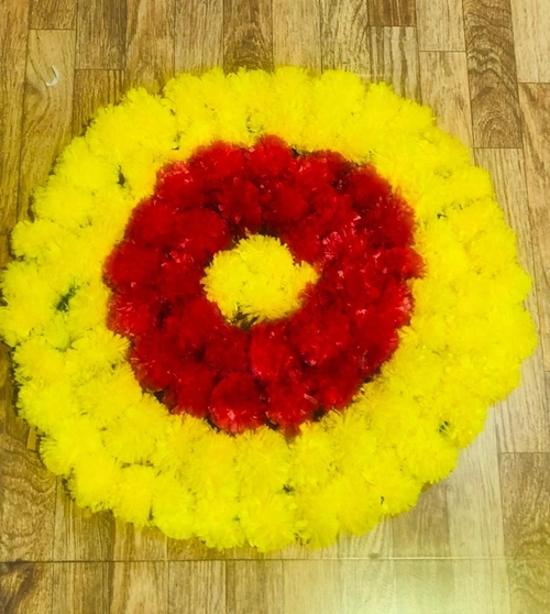 Artificial Marigold Flower Rangoli