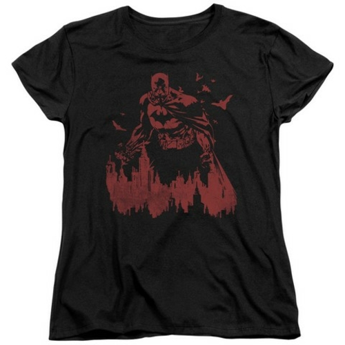 Trevco Batman-Red Knight - Short Sleeve Womens Tee - Black- 2X
