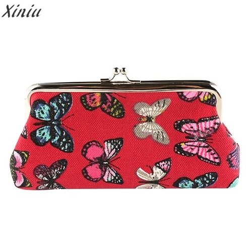 Leather Women Wallet Long Purse  Butterfly