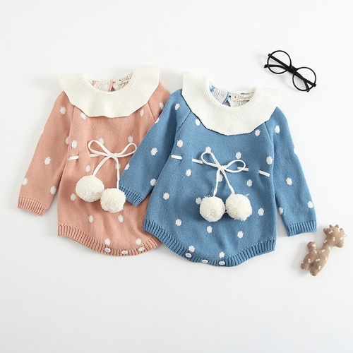 2019 Autumn Winter Kids Girls Rompers Polka Dot