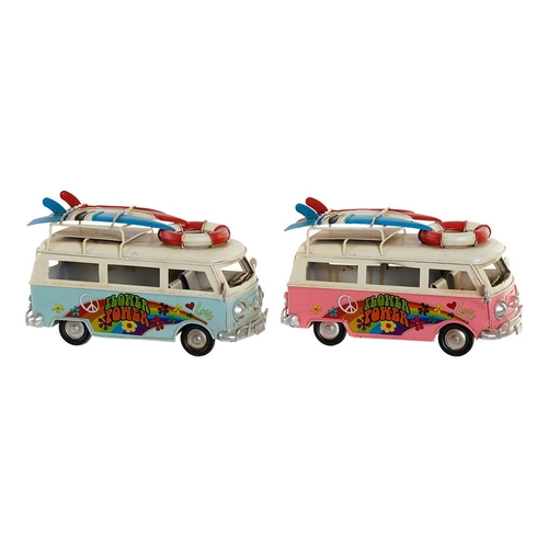 Vehicle DKD Home Decor Ornamental 16 x 6,5 x 10 cm Van Pink Sky blue