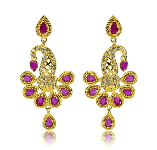 CZ Crystal Gold Plated Drop Earrings For Women & Girls (Size-4.5CM)