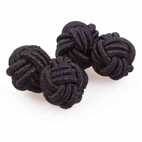 Plain Knot Fabric Cufflinks - Black