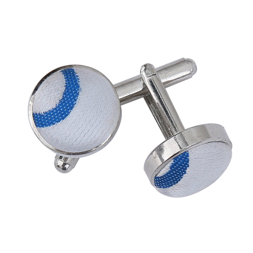 Scroll Cufflinks - Silver & Royal Blue