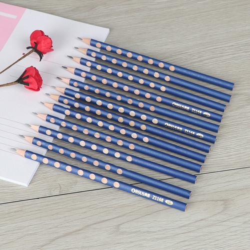 12Pcs/box groove slim triangle wooden HB