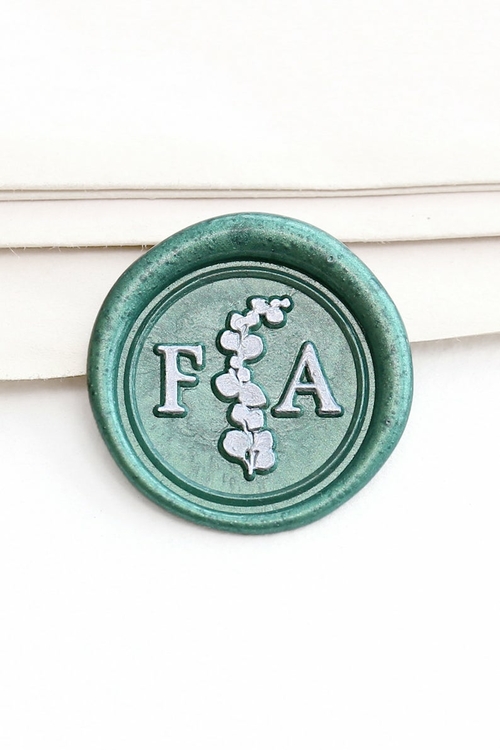 Wedding wax seal stamp, Custom leaf initials Personalized Wedding