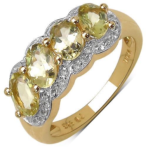 14K Yellow Gold Plated 1.78 Carat Genuine Yellow Beryl & White Topaz