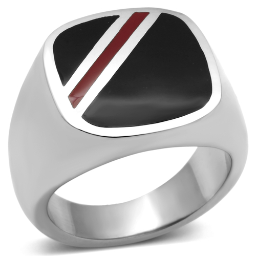 Men High Polished Stainless Steel Ring with Epoxy in Multi Color - Siz