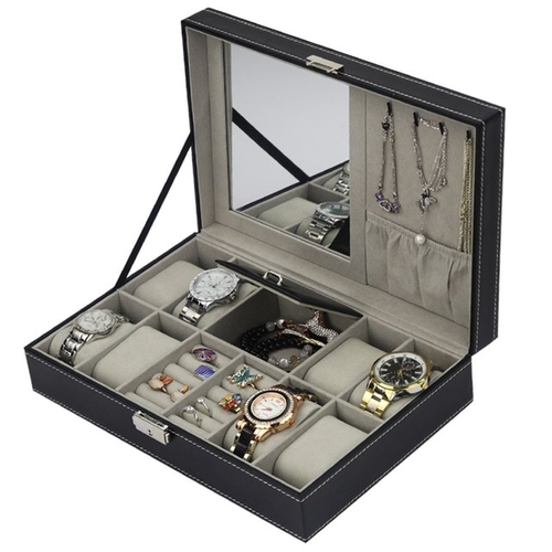 PU Leather Watch Box Jewelry Case Multifunctional