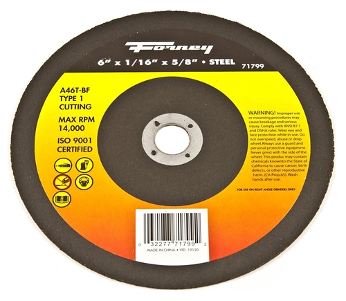 Forney Industries 2407831 6 x 0.16 in. Metal Type Cut-Off Wheel
