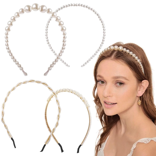 4 Pcs Pearl Headbands for Women   Headbands for Hair Band With Pearls 