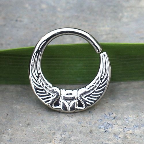 316L Stainless Steel Egyptian Winged Sun Seamless Rings / Cartilage