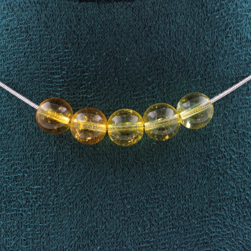 Citrine 8 mm 5 beads necklace.