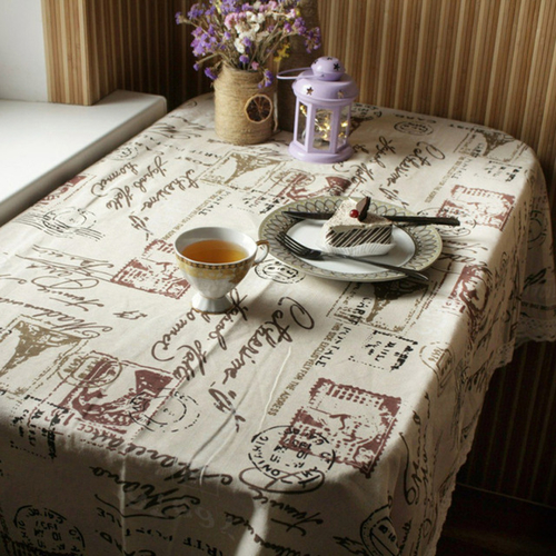 Tower Print Decorative Table Cloth Cotton