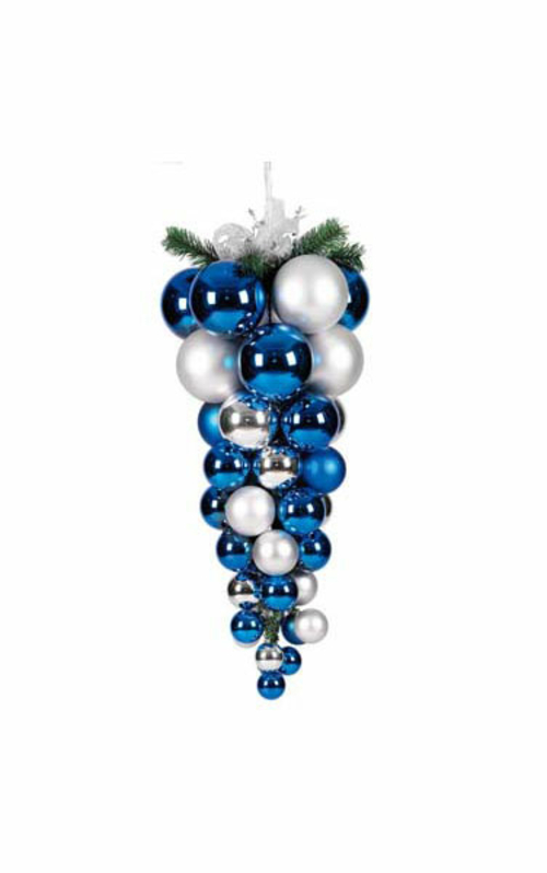 Autograph Foliages J-161422 36 in. Multi-Ball Drop Ornament - Blue  Si