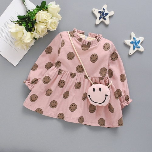 Infant Baby Girls Long Sleeve Smiley face Princess