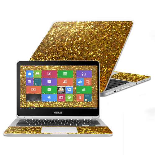 MightySkins ASCHFL12-Gold Glitter Skin for Asus Chromebook Flip C302CA