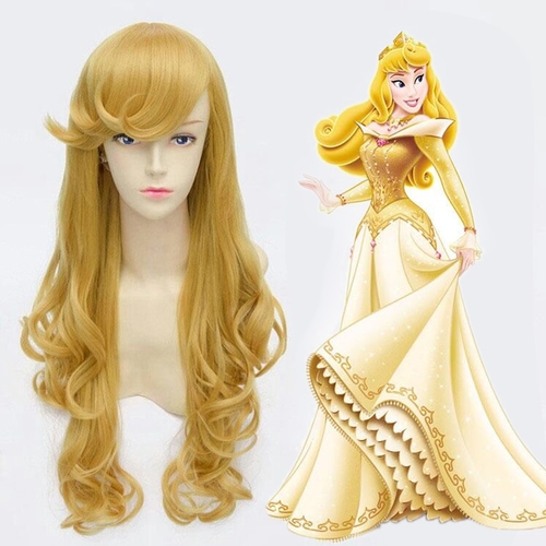 Anime Sleeping Beauty Princess Long Wavy Golden