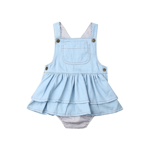 0 4Y Summer Infant Kids Baby Girls Suspender Denim