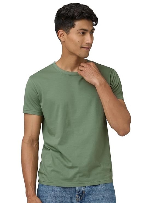 Mens Cotton Solid Regular Fit Round Neck Half Sleeves T-Shirt