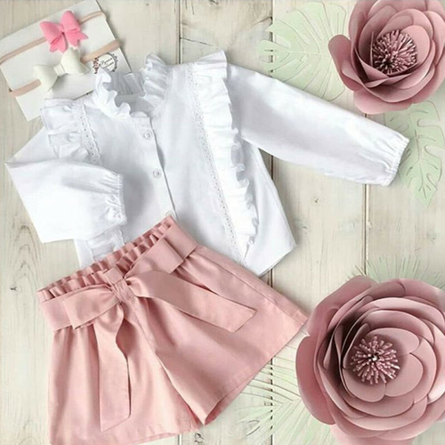 2PCS New Fashion Casual Ruffles Toddler Kid Baby