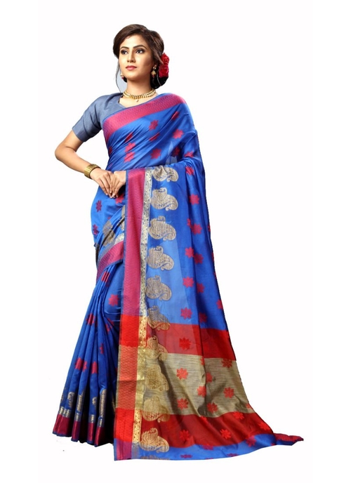 Generic Women's dhupain Saree (Blue, 5-6 Mtrs)