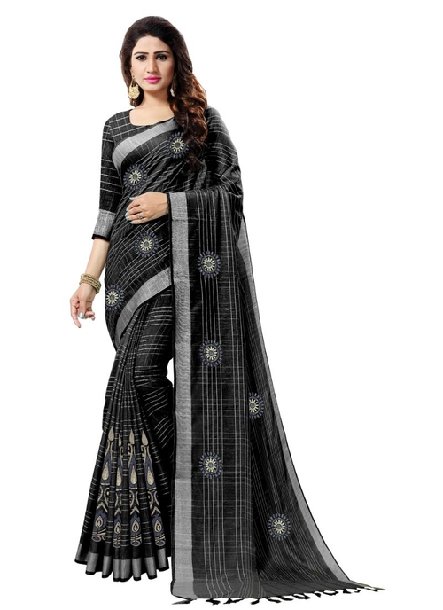 Generic Women's Blended Cotton Linen  Saree