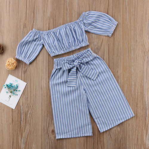 Baby Kids Girls Off shoulder Crop Tops Shirt