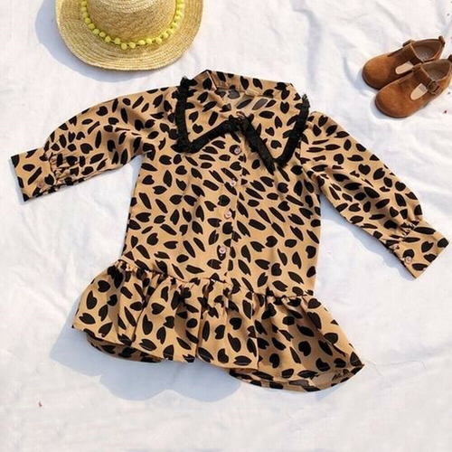 1 6Y Princess Kids Baby Girl Dress Leopard Print