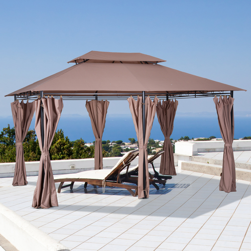 Outsunny 10' x 13' Luxury Gazebo Outdoor BBQ Sunshade Party Shade