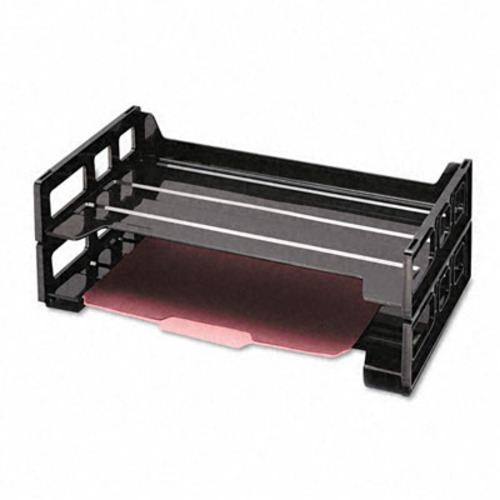 Universal 08101 Side Load Legal Desk Tray- 2 Tier- Plastic- Black