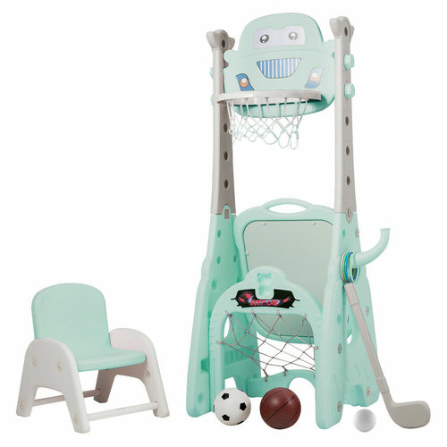 Multi-function Kid's Basketball Hoop Stand Playset with Painting Board