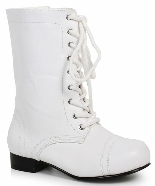 Ellie 248630 Childrens White Ankle Combat Boot, Medium