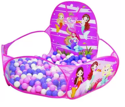 Large Size Ball Pool for Kids,Foldable Square Tent House with 50 Balls