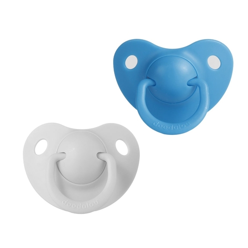 Doodalou Infant Pacifier - Blue and White - Medium