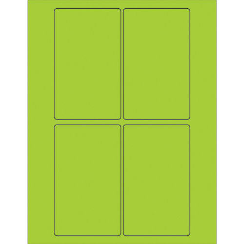 Box Partners LL175GN 3 x 5 in. Fluorescent Green Rectangle Laser Label