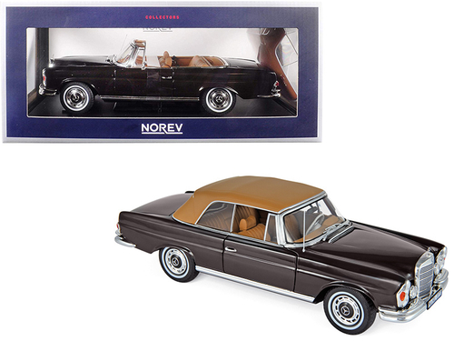 1969 Mercedes Benz 280 SE Cabriolet Dark Brown 1/18 Diecast Model Car